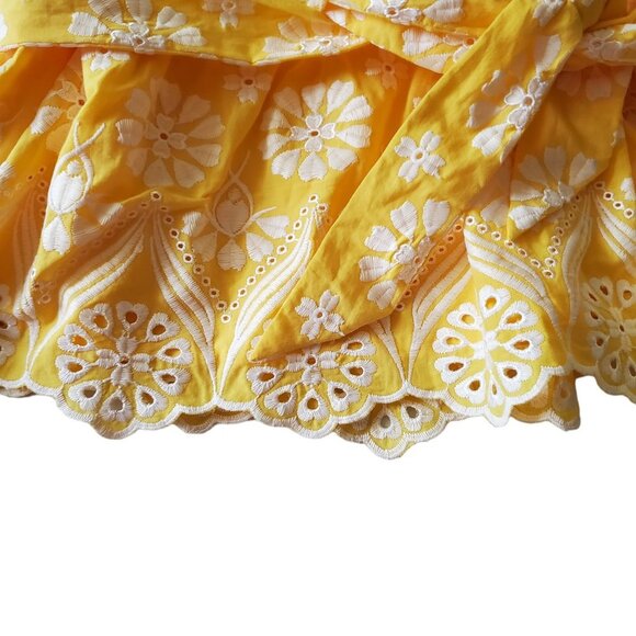 Talbots Yellow Floral Eyelet Embroidered Belted Peplum Top NWT 14P - Picture 9 of 16